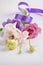 Small bouquet of delicate eustoma on a white background