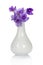 Small bouquet of violets in a vase