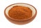 Small bowl of taco seasoning on a white background