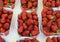 Small boxes of fresh strawberries on sale in the Cours Saleya Market in the old town of Nice, France