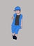 Small boy dressed blue dress art