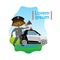 Small Boy Policeman Over Police Car African American Kid Officer