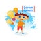 Small Boy Smart Holding Light Bulbs Child Preschool Education Concept