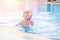 Small boy training snorkelling in swimming pool