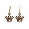 Small Brass Crown Earrings - Catherine Nolin Style - Dark Bronze