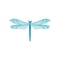Small bright blue dragonfly with two pairs of fragile wings. Beautiful flying insect. Flat vector for textile or