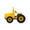 Small bright yellow tractor. Professional agricultural machinery. Farm equipment for work on field. Flat vector design