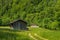 Small brown barn in the Bavarian Alps