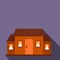 Small brown cottage flat icon
