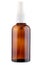 Small brown glass bottle with spray white push button