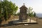 Small building with holy image of St. Helena on view point near the Stavrovouni monastery on Cyprus. With beautiful