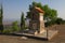 Small building with holy image of St. Helena on view point near the Stavrovouni monastery on Cyprus. With beautiful