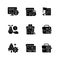 Small business development support black glyph icons set on white space