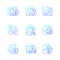 Small business development support gradient linear vector icons set