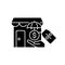 Small business insurance discounts black glyph icon