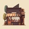 Small business store shop design restaurants, bistro vector flat illustration