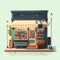 Small business store shop design restaurants, bistro vector flat illustration