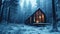 Small Cabin Amidst Snowy Forest