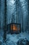 Small Cabin Amidst Snowy Forest