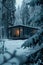 Small Cabin in Snowy Forest