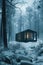 Small Cabin in Snowy Forest