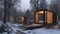 Small Cabin in Snowy Forest