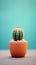 A small cactus plant in a pot on a table, AI