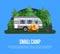 Small camp poster with travel trailer