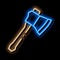 Small Camping Ax neon glow icon illustration