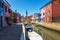 Small Canal and Colorful Houses in Burano Island - Venice Lagoon Italy