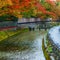 Small canal in Kyoto in Autumn