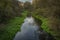 Small canal near Danube river in Linz city and Steyregg town