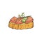 Small canape with salmon fish, sketch hand drawn vector illustration isolated.