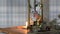 Small candle burning in scented lamp, beautiful background for Christmas, relaxation,