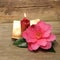 Small candle and Camellia