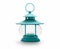 Small candle in old fashioned turquoise lantern