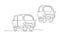 Small car. Humorous illustration, sketch. Continuous line drawing. Vector illustration