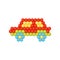 Small car made of multicolored children s mosaic. Creativity game for child development. Flat vector design