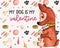 Small cartoon Dog with a bow illustration for Valentine`s Day