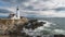 Small Castle Hill Lighthouse at Sunset in Newport, Rhode Island