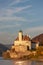 Small castle Schonbuhel above the Danube in the romantic sunset, Austria