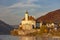 Small castle Schonbuhel above the Danube in the romantic sunset, Austria