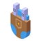 Small cat carrier icon isometric vector. Pet animal