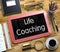 Small Chalkboard with Life Coaching. 3D Render.