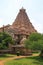 Small Chandikesvara shrine in front and Brihadisvara Temple, Gangaikondacholapuram, Tamil Nadu
