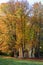 Small chapel with autumn coloful trees, Czech landscape