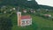 Small chapel on a mountain Saint George in Hungary, near the lake Balaton. Aerial drone footage.