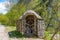 A small chapel of stone in Serbia. They contain small icons and texts of the God`s Ten Commandments on Serbian. The text on photog