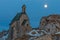 Small chapel on the summit of Wendelstein mountain at full moon