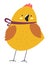 Small chicken with decorative tape around neck vector